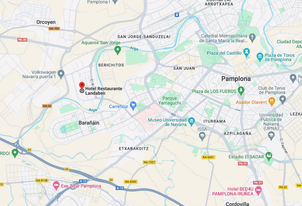 Hotel Restaurante Landaben Mapa de Google Maps